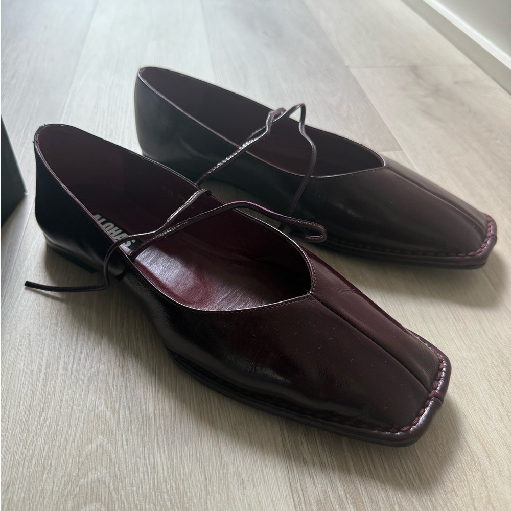 ALOHAS Burgundy Leather Ballet Flats